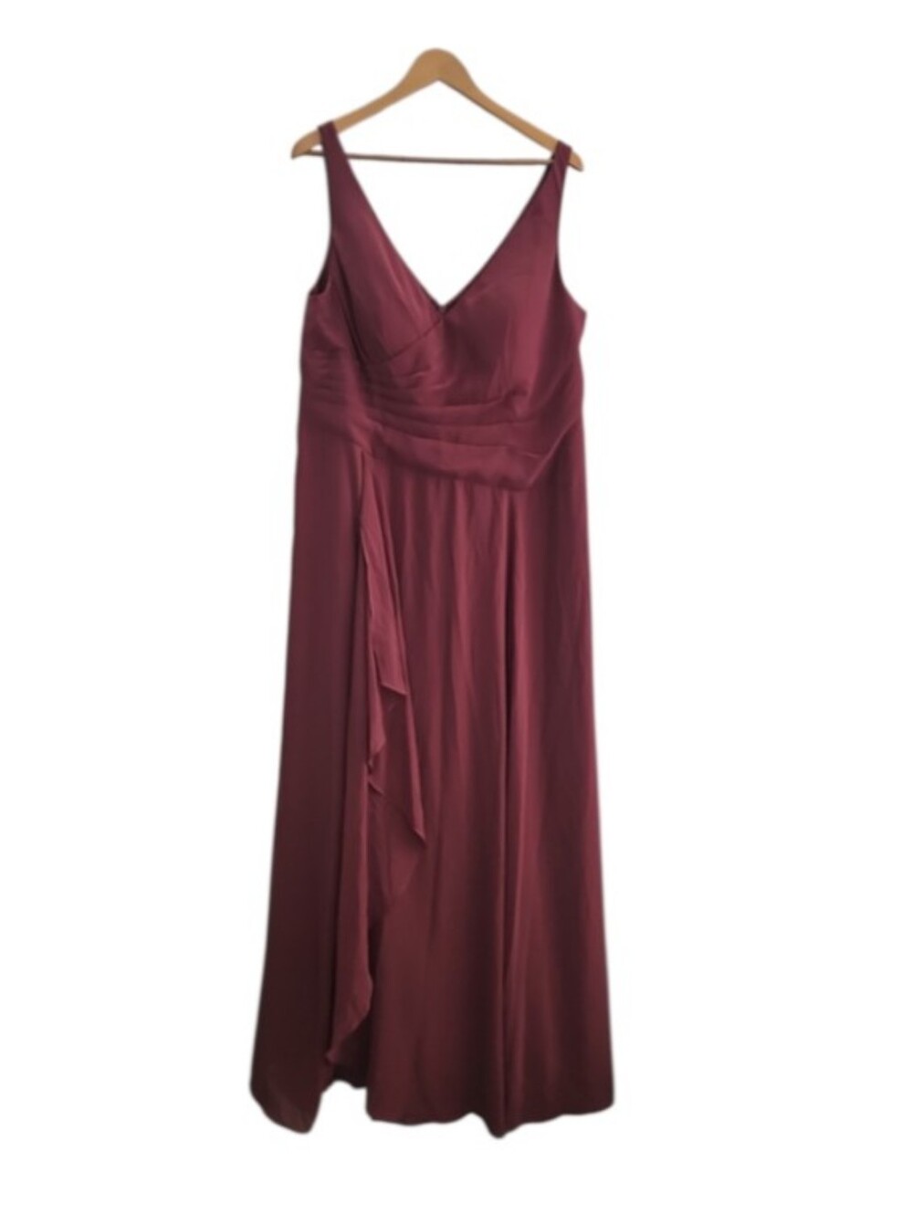 Azazie Kori Bridesmaid Formal Dress A18 Desert Rose Maxi Gown High Slit NWT